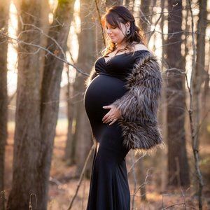 Off shoulder maternity gown